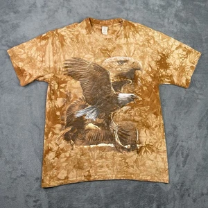 Vintage The Mountain Shirt Mens Medium Bald Eagle Tye Die Brown USA Patriotic - Picture 1 of 7
