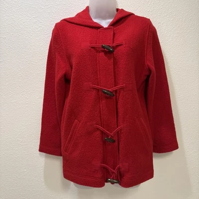 Abrigo con capucha de lona para mujer Liz Claiborne 100 % lana - rojo pequeño nuevo con etiquetas Foto 1 de 4