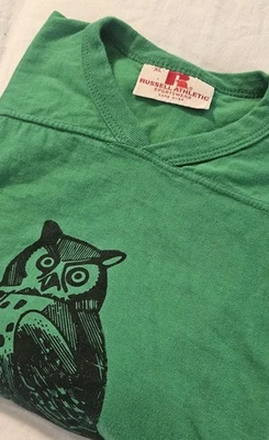 Camiseta deportiva de colección Russell de puntada única talla XL gráfico de búho ligeramente aplastado Foto 1 de 4