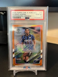 Achraf Hakimi 2020 Topps Chrome X Aoki UCL PSA 10 Orange Refractor /25 - Picture 1 of 4