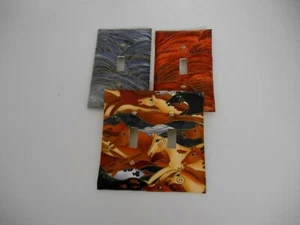 Handcrafted~Set of (3) Laurel Burch Horse Themed Switch Plate Covers~Single/Dble - Picture 1 of 3