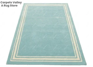 Border Plain Hand-Tufted Wool Handmade Area Rug Carpet for Living Room, Bedroom - Picture 1 of 24
