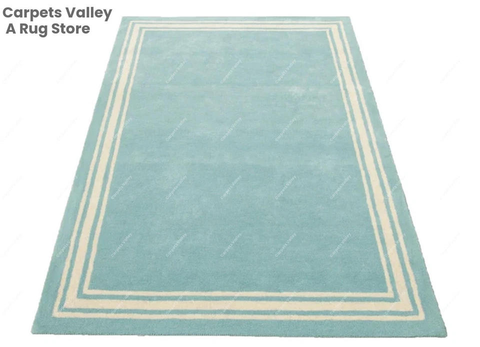 Border Plain Hand-Tufted Wool Handmade Area Rug Carpet for Living Room, Bedroom - Image 1 of 1