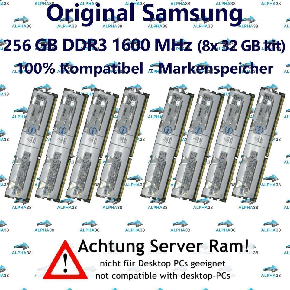 256 GB (8x 32 GB) LRDIMM ECC DDR3-1600 Supermicro H8DGT-HIBQF H8DGT-HLF RAM - Immagine 1 di 1