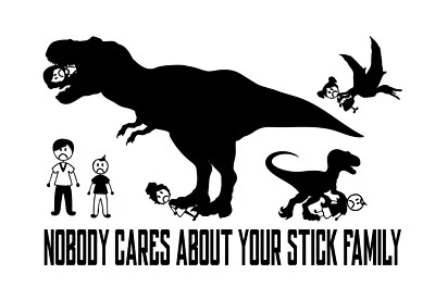 Calcomanía adhesiva familiar antiadherente dinosaurios comiendo T-rex comió su palo familia Foto 1 de 3