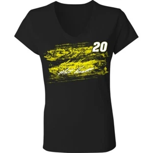 Matt Kenseth #20 Checkered Flag Ladies V-Neck Black Shirt XL C - Picture 1 of 1