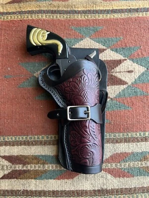 Western Leather Buckle Holster Fits Colt SAA Uberti Pietta EAA Taurus 1873 4.75" - Image 1 of 4