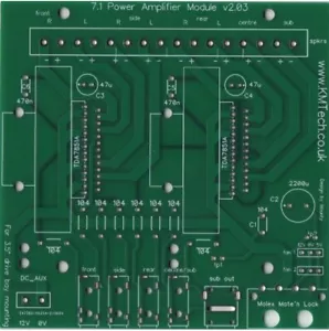 7.1 Surround Power Amp TDA7851A 8 x 40W install in PC drive bay PCB DIY v2.03 - Picture 1 of 9