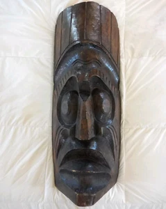 39" Huge Carved Wood Tiki Mask Polynesian? Hawaiian? Large - Picture 1 of 11