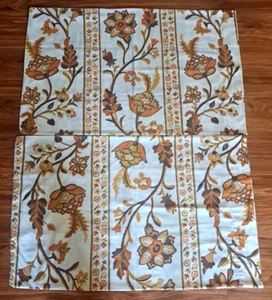 Vintage Floral Standard Pillowcases Brown Gold 1970s Funky Retro Set of 2 - Picture 1 of 2