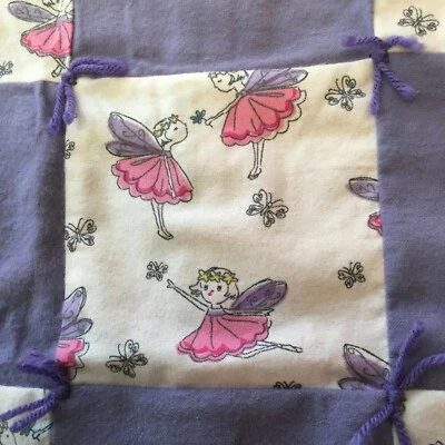 Ручной работы розовый фиолетовый фея принцесса фланель ребенка ясельного возраста одеяло, очаровательный! - Изображение 1 из 4