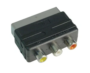 Gute Qualität Scart Adapter - Scart Stecker + 3 Phono Steckdosen (Audio Video In) T114E - Bild 1 von 3
