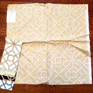 SCHUMACHER Lu'An Fretwork Sunlight 26 x 27" Linen Fabric Sample - Picture 1 of 4