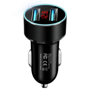 USLION 3.1A Dual Ports USB Car Cigarette Charger Lighter BLACK LED 12V/24V A24 - Foto 1 di 1