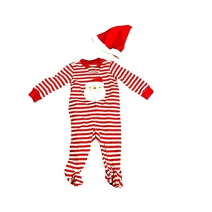 #3870 Einteiler Nachtwäsche mit Weihnachtsmann Kleinkind Gr. 9 Monate - Bild 1 von 4