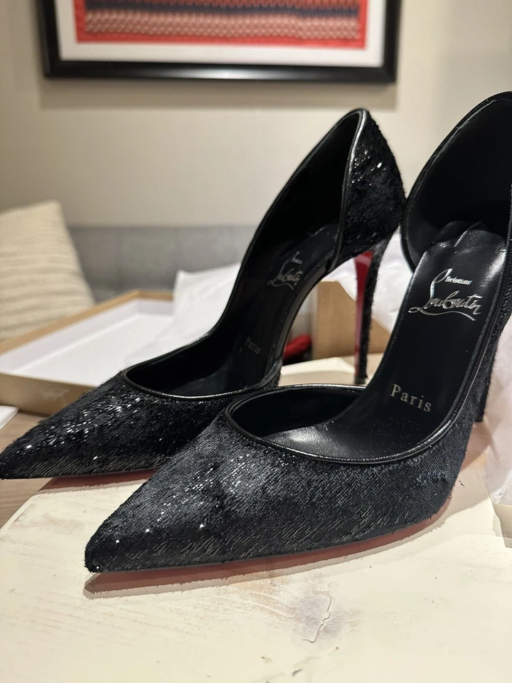 Christian Louboutin Iriza 100 Black Velvet Papillon D'Orsay Heel Pump 39.5 - Image 1 of 4