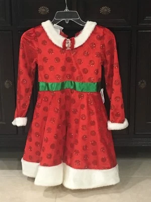 Vestido Niñas Minnie Mouse Talla 10-12 ROJO Borde de Piel Sintética Auténtico Parques Disney NUEVO Foto 1 de 4