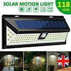 118 LED Solar Powered Motion Sensor Wall Security Light Garden Lamp Outdoor