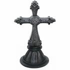 Elegant Antique Black polyresin Celtic Cross Paperweight Fleur De lis Mardi Gras