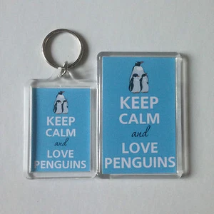 KEEP CALM AND LOVE PENGUINS Keyring or Fridge Magnet #1 - GIFT PRESENT IDEA - Picture 1 of 5