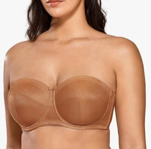 DELIMIRA Women's Strapless Bra 46C Plus Size Underwire Convertible Non Padded - Picture 1 of 6
