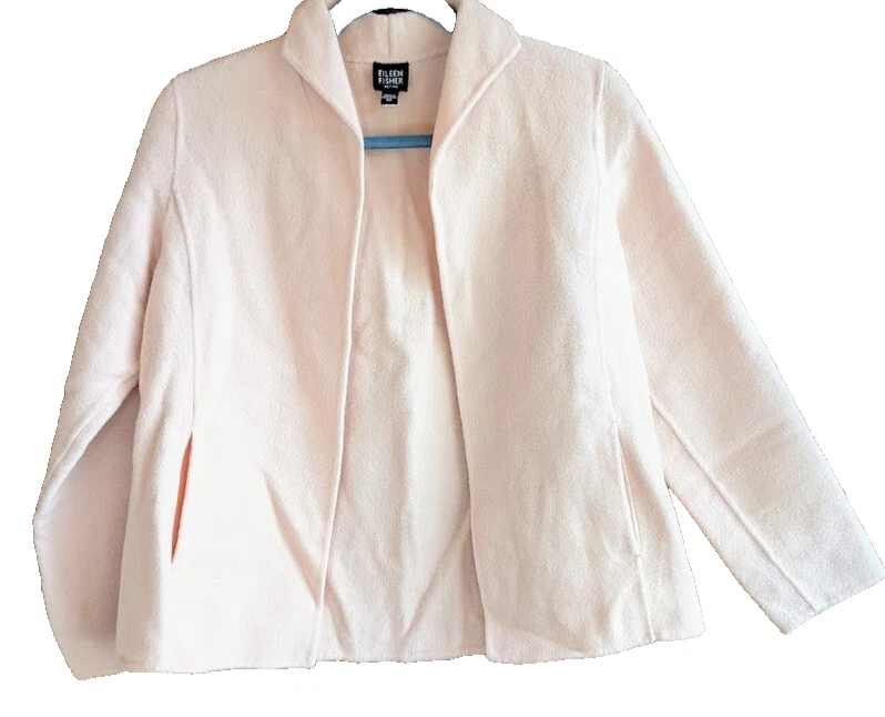 复古 Eileen Fisher 女式开衫尺寸 PP 开放式羊毛羊绒开衫豪华 — 第 1/4 张图片