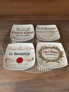 Juego de 4 Platos de Aperitivo Thirstystone Winers Colección Etiquetas de Vino 6.25" - Imagen 1 de 9