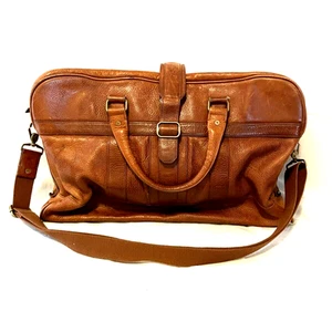 TED BAKER MEN DUFFLE BAG TRAVEL BROWN LEATHER LUGGAGE - Picture 1 of 20