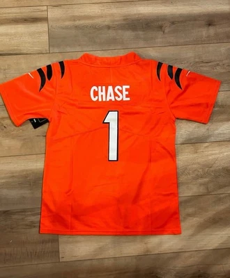 Jamarr Chase #1 Bengals Orange YOUTH MEDIUM Stitched Jersey NEW