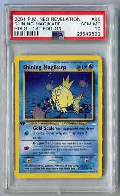 PSA 10 GEM MINT Shining Magikarp Holo Pokémon Neo Revelation 1.Edition 66/64 - Image 1 of 2