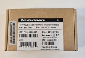 LENOVO 46C3447 - 10GBASE SFP+ SR Fiber Optic Transceiver Module- New Sealed Box - Picture 1 of 3