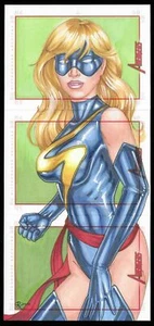 Marvels Greatest Heroes Avengers 3 card SKETCH PUZZLE Ms. Marvel Rhiannon Owens - Picture 1 of 2