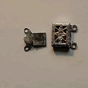 Antique Sterling(?) Silver Multi Stand Necklace Clasp. - Picture 1 of 5
