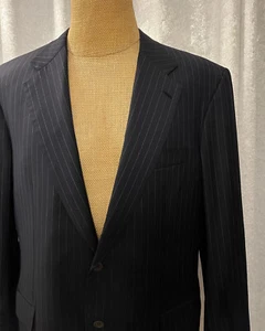 Cappotto sportivo BRIONI blu navy bianco a righe Made in Italy Palatino taglia 45 R - Foto 1 di 10