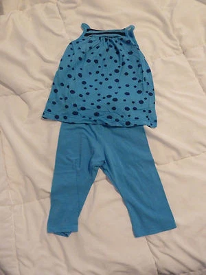 Espléndido Conjunto Niñas Azul Columpio Top con Leggings Capri  Foto 1 de 4