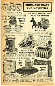 1941 Print Ad of China Ash Trays & Novelties outhouse toilet dice mule beer mug - Picture 1 of 2