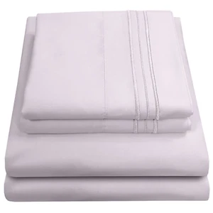 1500 Series Bed Sheets - Extra Soft Microfiber Deep Pocket Sheet Set - Lilac, Tw - Picture 1 of 12
