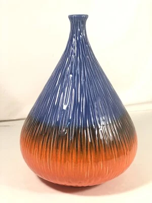 Jarrón Expositor Vintage Global Views 12" Vesubio Diseño Naranja y Azul Hecho en Italia Foto 1 de 4