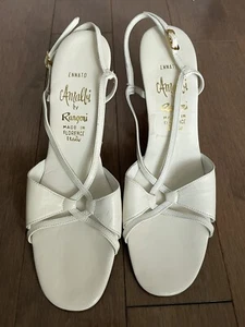 Amalfi Rangoni Vintage Womens Block Heel 8.5 Florence Italy 70s White Ennato - Picture 1 of 5