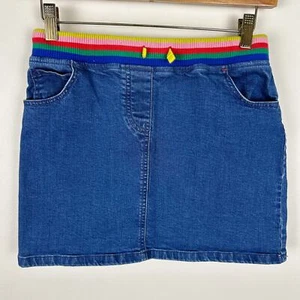 Mini Boden Girls Denim Rainbow Trim Midi Skirt 11/12Y - Picture 1 of 5