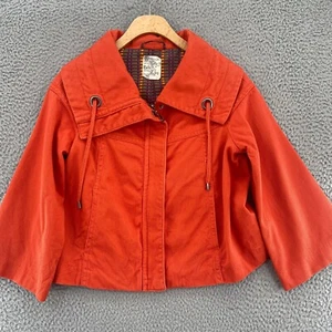 Tulle Anthropologie Jacket Women Extra Small Orange Full Zip Cropped Cowl Neck - Picture 1 of 12