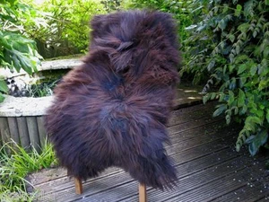 genuine Dark Brown sheepskin rug natural soft , thick wool XL - Picture 1 of 2