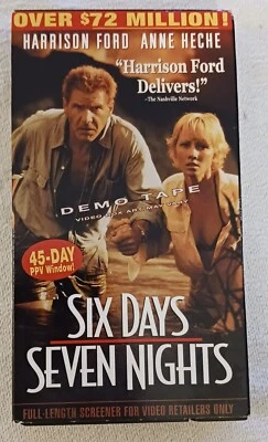Six Days Seven Nights VHS Movie - Harrison Ford, Anne Heche - Demo Tape Foto 1 de 4