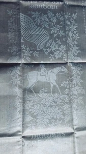 Antique 1881 Iroquois Derby Victor Horse Racing Damask Show Towel American Flag - Picture 1 of 18