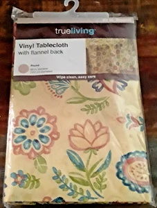 Peva Vinyl Tablecloth 60 Inch Round with Flannel Backing - Picture 1 of 2