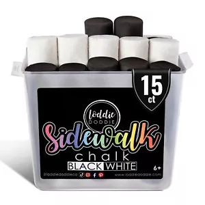 15ct Bucket of Black & White Jumbo Sidewalk Chalk - Non-Sticks - Reusable Buc... - Picture 1 of 8