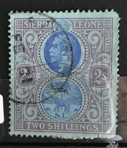 Sierra Leone KGV 2 Shilling Used Blue/purple Cover
