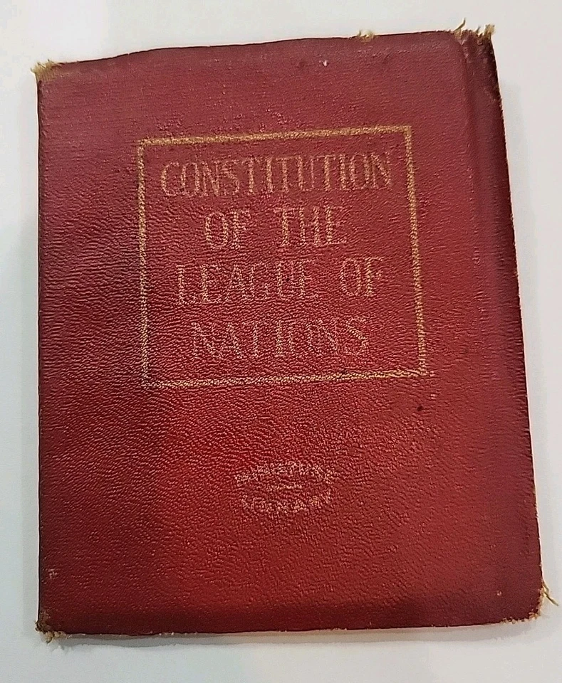  League Of Nations Antique Little Leather Book 1920 Great Vintage Super RARE Foto 1 de 4
