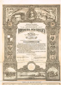 ROMANIA PUBLIC DEBT  WAR BOND stock certificate/ bond 1941 2500 LEI TYPE A - Picture 1 of 1