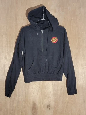 Sudadera con capucha Santa Cruz negra media cremallera logotipo pequeño monopatín sudadera para mujer Foto 1 de 4